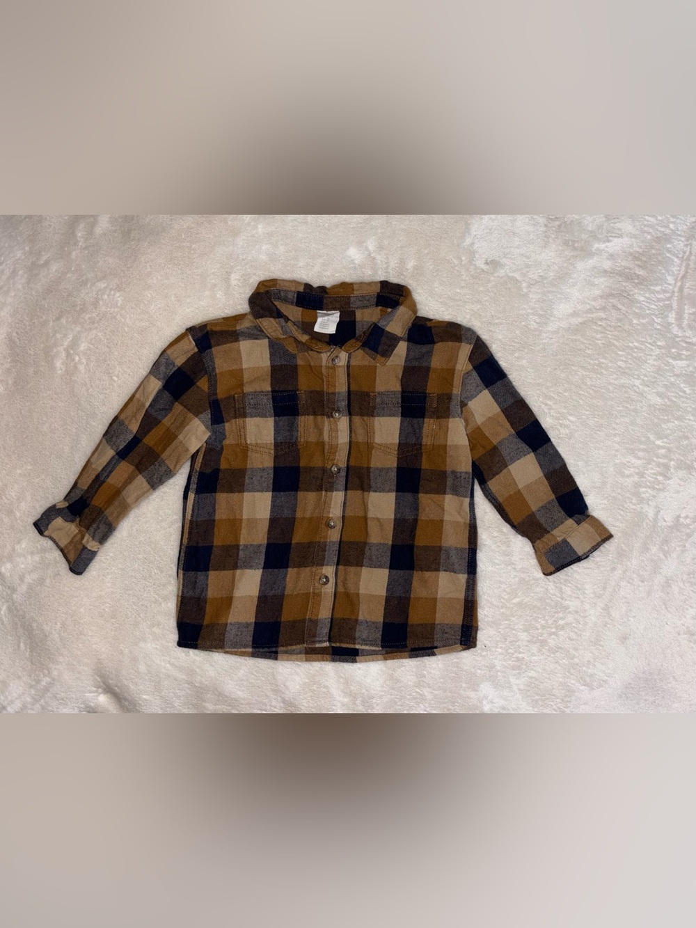 H&M Kids Plaid Button-Down Shirt - Mustard & Black
